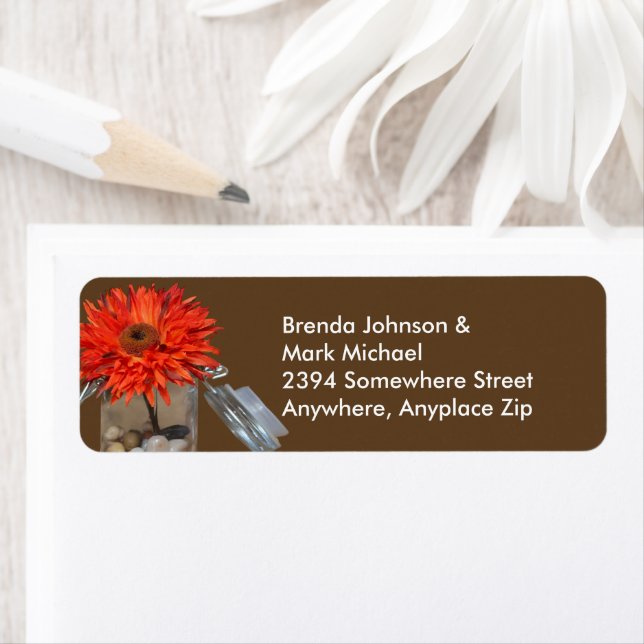 Orange Flower in Mason Jar Address Label (Insitu)