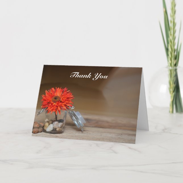 Orange Flower in Mason Jar Thank You Card (Front)