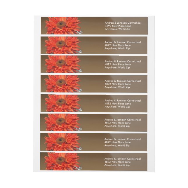 Orange Flower in Mason Jar Wrap Around Address Label (Sheet)