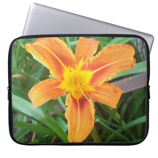 Orange Flower Laptop Sleeve (Front)