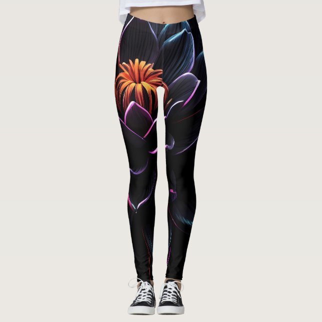 Orange Flower Leggings (Front)