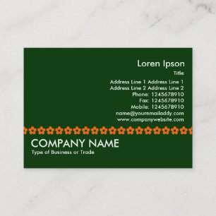 Orange Flower Line - Dark Green Business Card