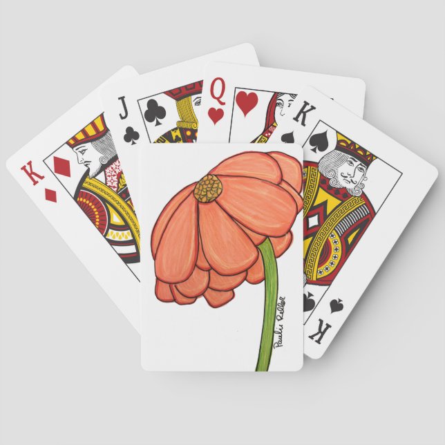 Orange Flower Notebook Poker Cards (Back)
