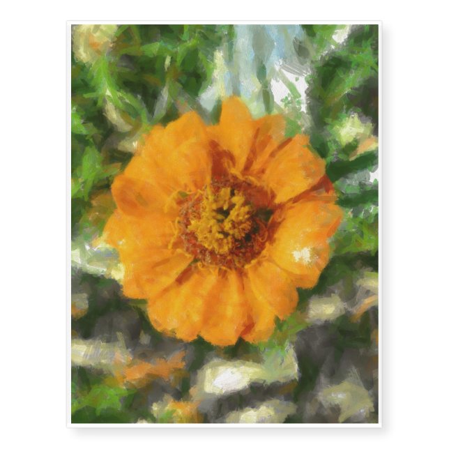 Orange flower painting temporary tattoos (Front)
