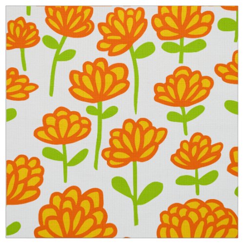 Orange Flower Pattern 240515 Fabric