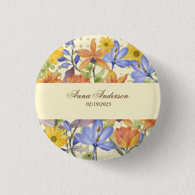 ORANGE FLOWER PATTERN BUTTON (Front)