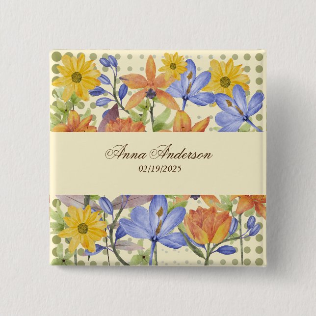 ORANGE FLOWER PATTERN BUTTON (Front)