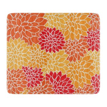 Orange Flower Pattern Cutting Board by MissMatching at Zazzle