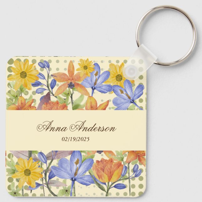 ORANGE FLOWER PATTERN KEYCHAIN (Back)