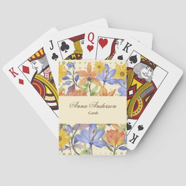 ORANGE FLOWER PATTERN POKER CARDS (Back)