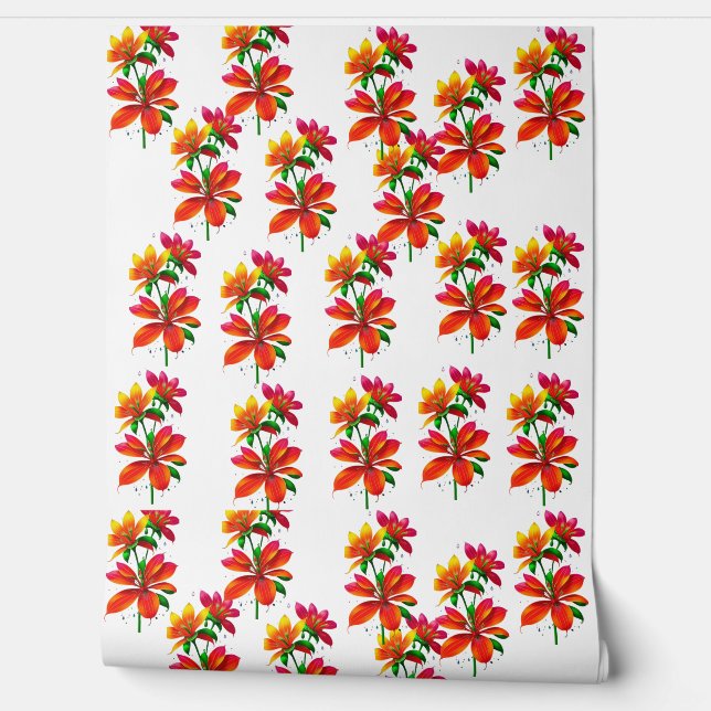 Orange flower pattern wallpaper  (Unrolling)