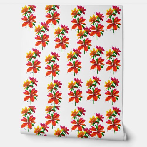 Orange flower pattern wallpaper 