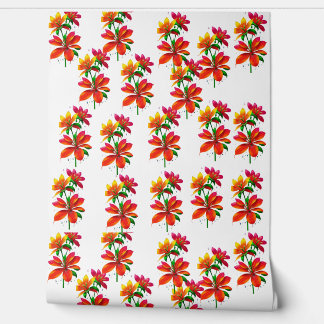 Orange flower pattern wallpaper 