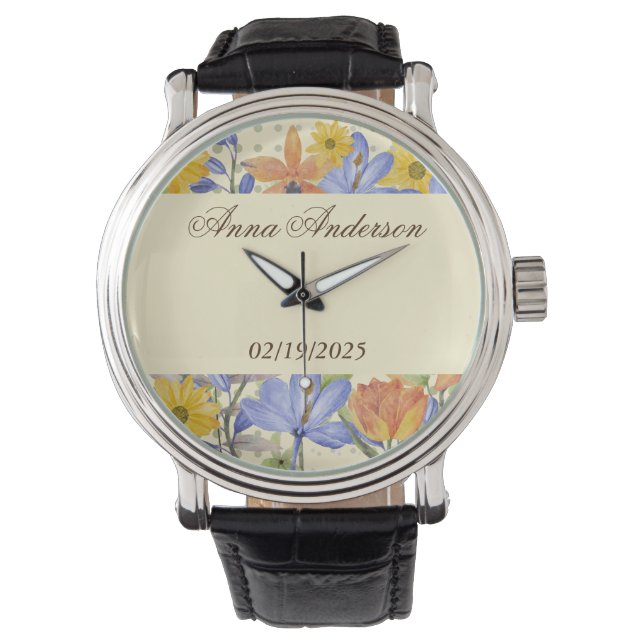 ORANGE FLOWER PATTERN WATCH (Front)