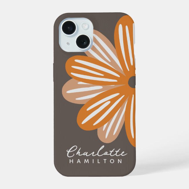Orange Flower Personalized Name Iphone Case (Back)
