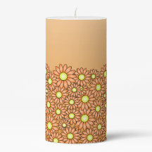 Orange Flower Pillar Candle
