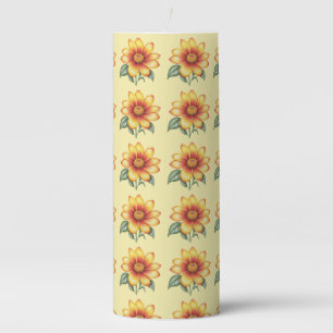 Orange Flower Pillar Candle