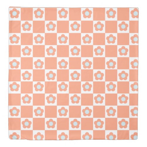 ORANGE FLOWER PLAINED DUVET COVER