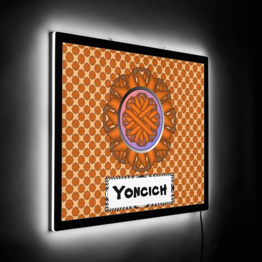 Orange Flower Ribbon by Kenneth Yoncich LED Sign (Angle)