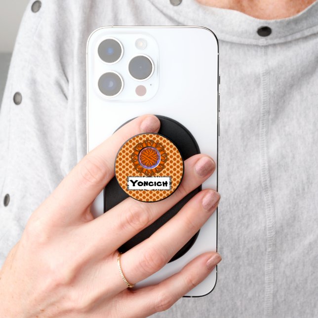 Orange Flower Ribbon by Kenneth Yoncich PopSocket (Hand)