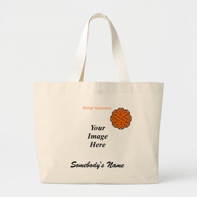 Orange Flower Ribbon Template by Kenneth Yoncich Large Tote Bag (Front)