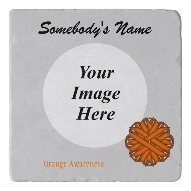 Orange Flower Ribbon Template by Kenneth Yoncich Trivet (Front)