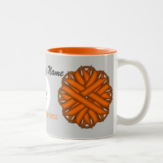 Orange Flower Ribbon Tmpl by Kenneth Yoncich Two-Tone Coffee Mug