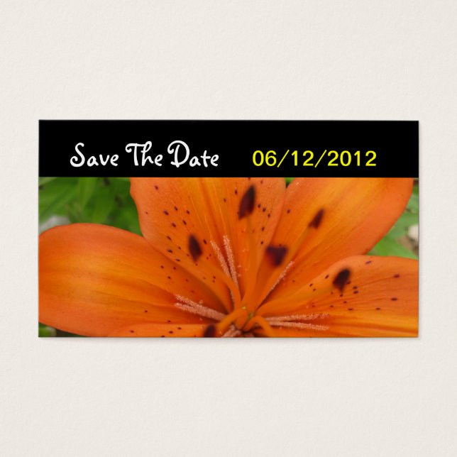 Orange Flower Save The Date Wedding Card (Front)