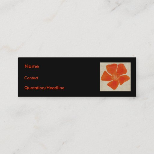 Customizable Orange Flower Skinny Profilecard Business Card Template