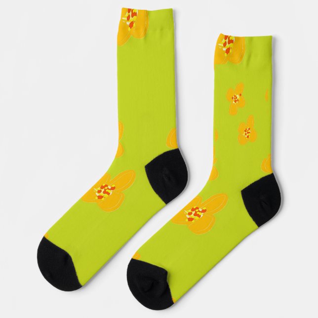 Orange Flower Socks (Left)