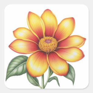 Orange Flower Square Sticker