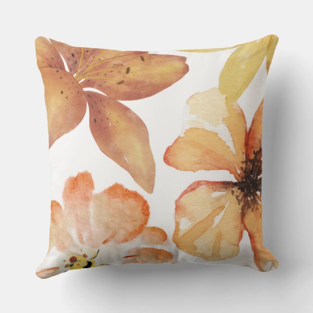 Orange flower throw pillow (Back)