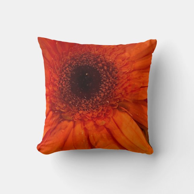 Orange Flower Throw Pillow (Front)