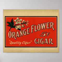 Orange Flower Vintage Cigar Box Poster