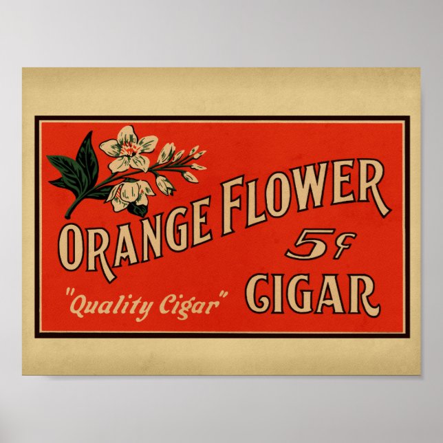Orange Flower Vintage Cigar Box Poster (Front)