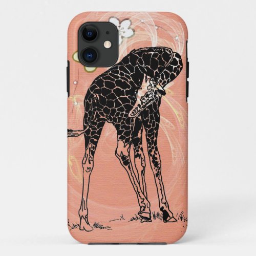 Orange Flowered Giraffe III _ iPhone 55S Case