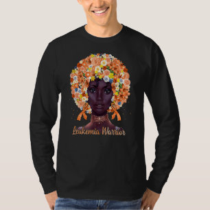 Orange Flowers Afro Hair Black Woman Leukemia Warr T-Shirt