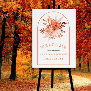 Orange flowers and arch floral welcome wedding foam board