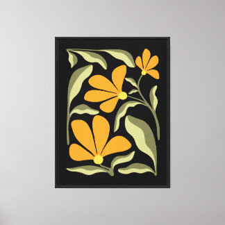 Orange flowers and leafs canvas print