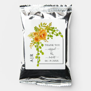 Orange flowers, arch and monogram fall wedding coffee drink mix