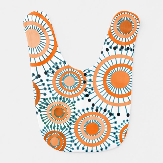 Orange Flowers  Baby Bib (Front)
