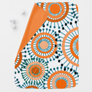 Orange Flowers  Baby Blanket