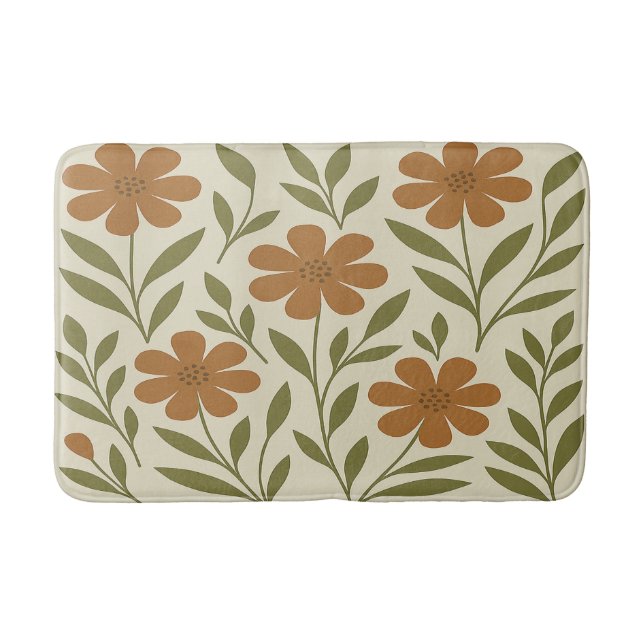 Orange Flowers Bath Mat (Front)