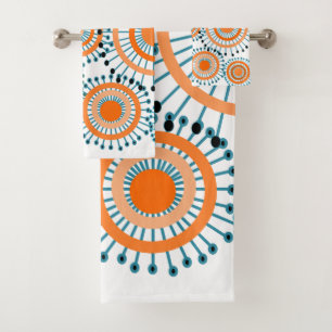 Orange Flowers Bath Towel Set