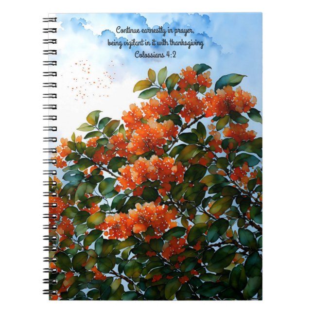 Orange Flowers Bible Verse Art Prayer Journal (Front)