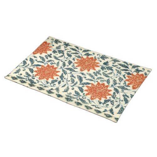 orange flowers _ blue stem _ Chinese pattern Cloth Placemat