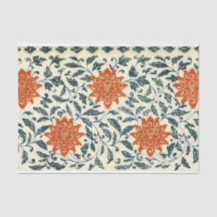 orange flowers - blue stem - Chinese pattern Tissue Paper