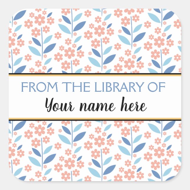 Orange Flowers Bookplate From The Library Of (Front)