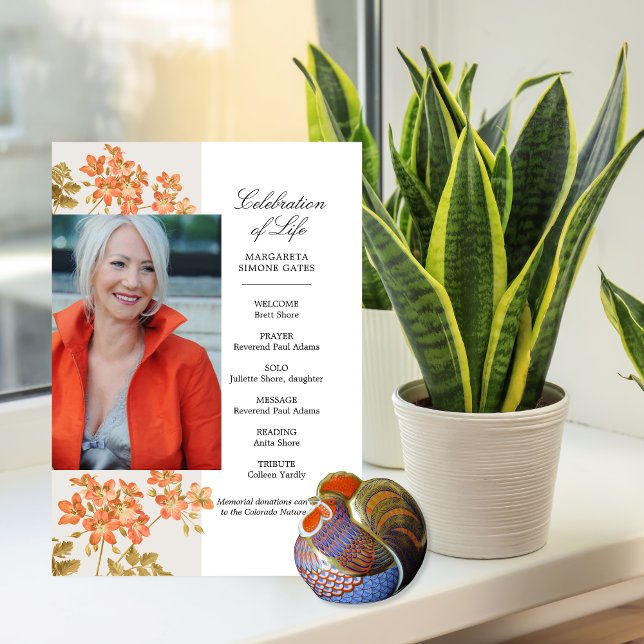 Orange Flowers Celebration of Life Flat Program (Creator Uploaded)