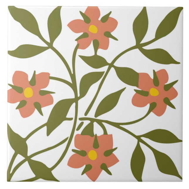 ORANGE FLOWERS  CERAMIC TILE (Front)
